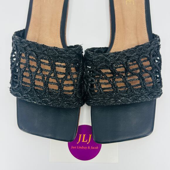 Raye Revolve Women's Tiki Black Woven Flat Slip On Slide Sandals Size 9.5 - Picture 5 of 13